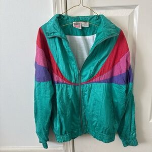 Vintage Windbreak Teal and Multicolor Jacket